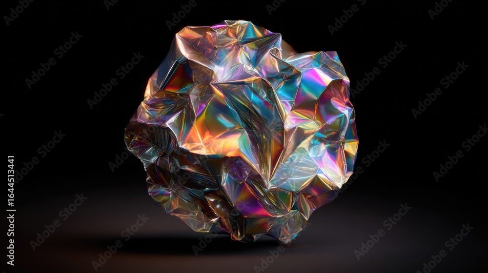 Poster abstract prism display: an abstract representation of a prism, glistening with a spectrum of colors 