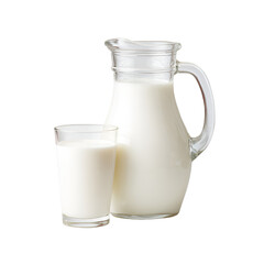 Fresh milk in glass and pitcher healthy dairy product