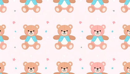 Obraz premium Charming teddy bear repeat pattern for textile design and children's projects