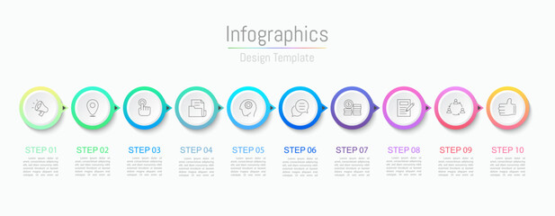 Infographic 10 options design elements for your business data. Vector Illustration.