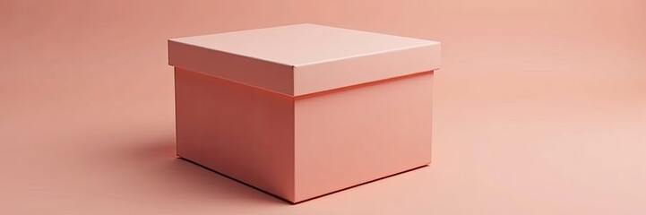 Pink square gift box on a plain background.