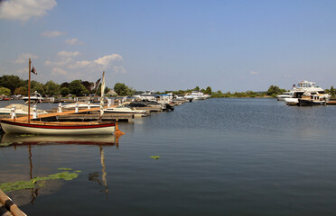 Landscape with boats on the lake
