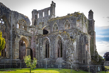 ruins of melrose abbey, melrose, scottish borders, east lothian, scotland, uk