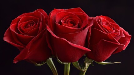 Naklejka premium Dark green leaves surround vivid red roses that are in full bloom, captured in a close-up shot