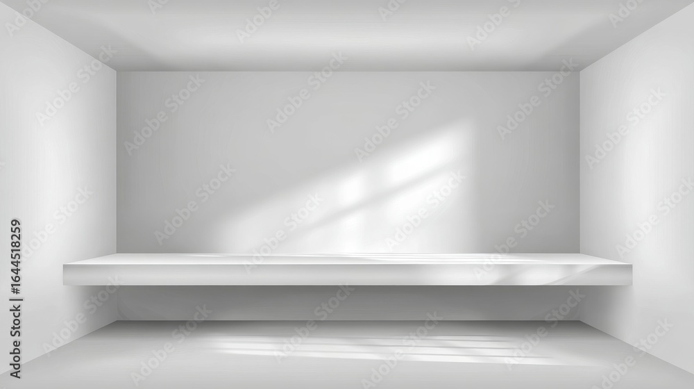 Poster white studio background that is empty, designed to display a product