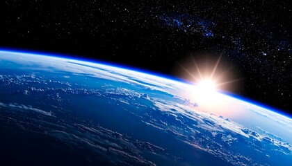 Sunrise over earth from space