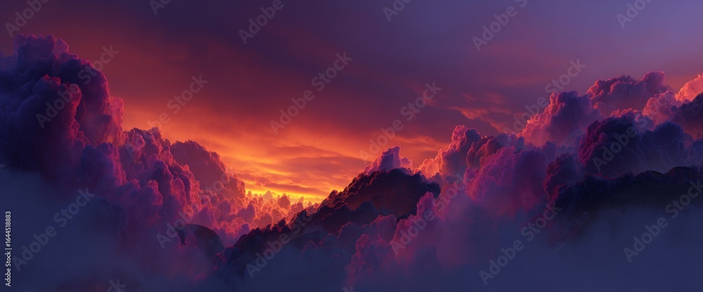 Poster the sunset presented a vivid sky, complete with an array of colorful clouds and dramatic illuminatio