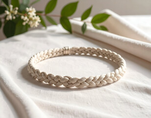 Elegant Braided Cream Necklace Handmade Jewelry