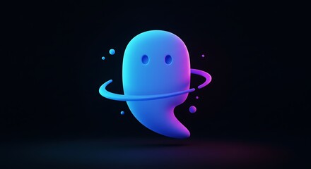 Cute glowing character floating in dark space