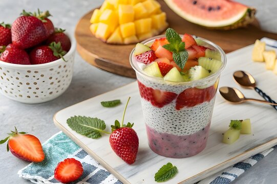 faloda dessert with fruits cocktail 