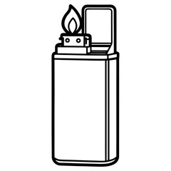 Lighter with flame isolated on white background