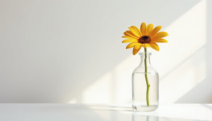 Golden Bloom in Minimalism Elegant Metallic Daisy in Glass Vase for Luxury Branding, High-End Decor, and Editorial Design
