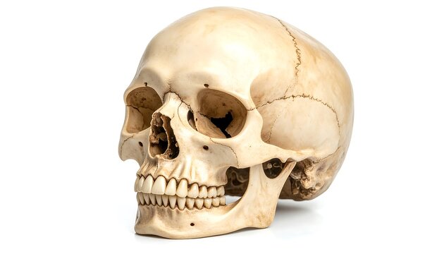 Detailed Human Skull Model on White Background for Scientific or Medical Visualization