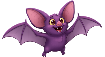 Bat with Blue Wings and Happy Face - Bat with Purple Wings and Smile