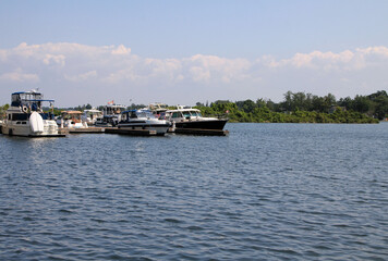 Landscape with boats on the lake