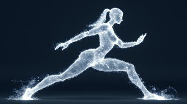 AI personal trainer hologram demonstrating perfect form - Powered by Adobe