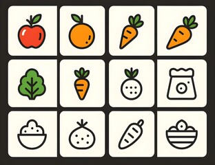 Autumn fruits  Icon Grid