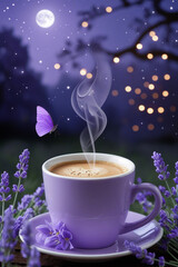 cup of coffee with flowers HD 8K wallpaper Stock Photographic Image