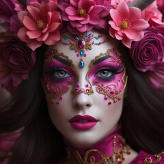 woman in carnival mask HD 8K wallpaper Stock Photographic Image