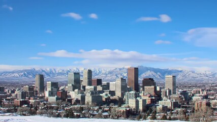 Denver Skyline Snowy Landscape Rocky Mountains Winter Scenery Cold Day high quality professional