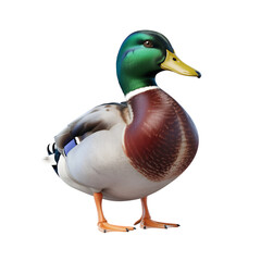 Obraz premium Mallard duck with green head and brown chest isolated on a transparent background bird waterfowl