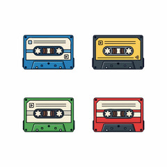 Fototapeta premium Vibrant retro cassette tapes evoke nostalgia and offer creative design elements for music lovers.