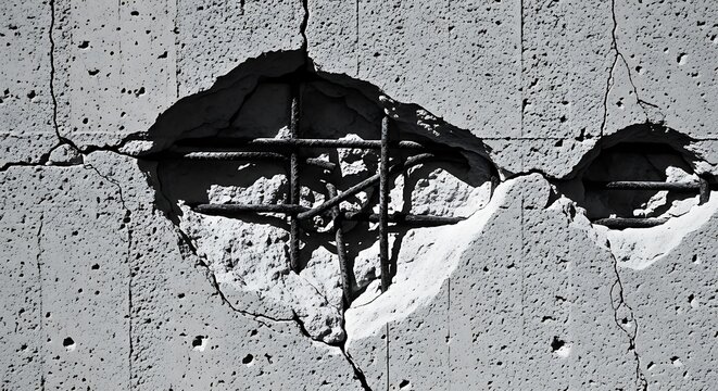 Concrete Wall Damage with Rebar