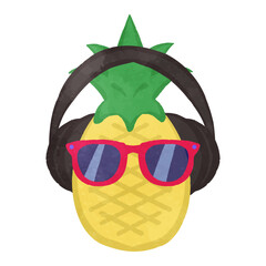 Cool and cute pineapple wearing headphones