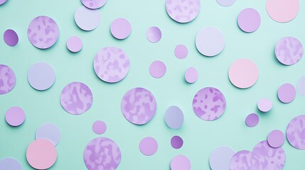 Pale Mint with Lavender Circle Confetti and Camouflage Style Valentine's Day Pastel Colors