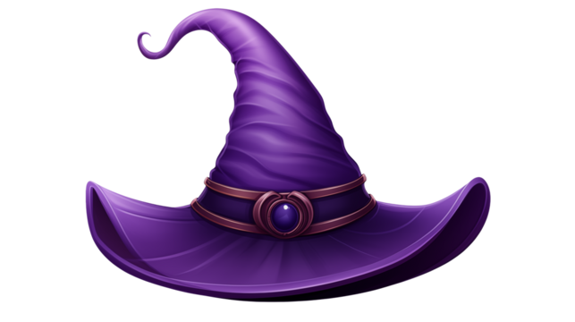 Magical purple witch hat, perfect for Halloween celebrations, fantasy designs, and enchanting themed projects, ready to add a touch of whimsy to your creative work