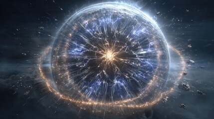 Obraz premium A sphere of energy exploding in space