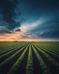 plowed field in the morning