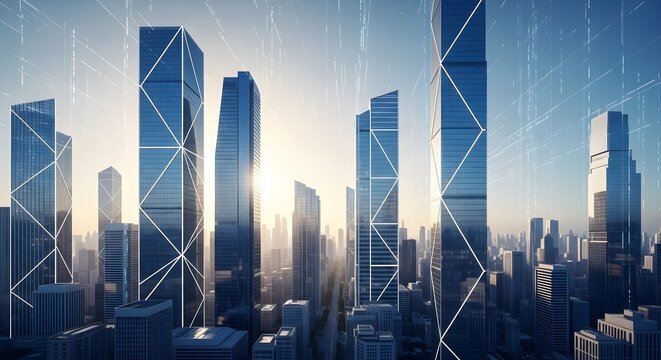 Futuristic City Skyline Sunrise