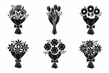Elegant collection of floral bouquets for weddings and celebrations, a charming set of flower arrangements perfect for invitations, cards, and event decorations, originally a scalable vector graphic