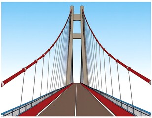 Obraz premium Perspective view of a suspension bridge