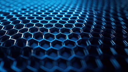 Close-up view of a dark blue honeycomb lattice structure