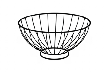 Empty metal wire bowl on transparent background