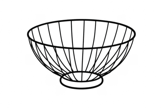 Empty metal wire bowl on transparent background