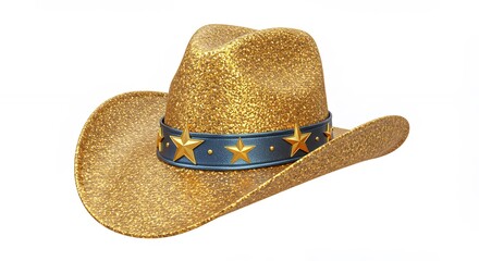 Gold cowboy hat with star decoration