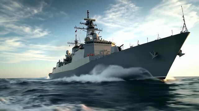 Modern Frigate at Sea: Maritime Power Projection