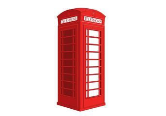 Classic Red Telephone Booth Illustration Iconic British Design.