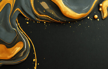 Abstract Black and Gold Liquid Marble Texture Background