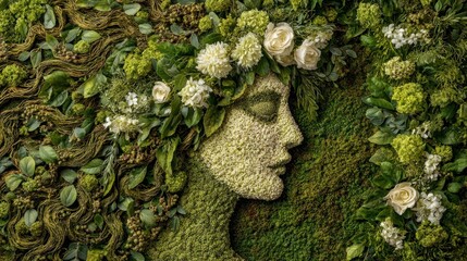 Floral portrait of a serene woman