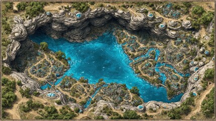 Coastal cave complex map