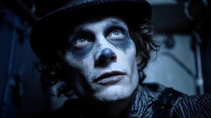 Close-up of person with clown makeup