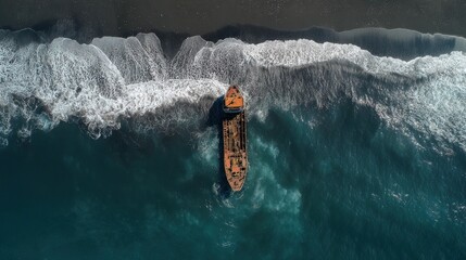 Ship in rough seas