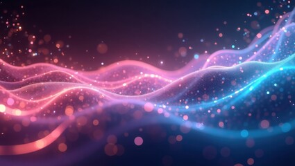 Fototapeta premium Abstract Digital Waveform of Glowing Particles in Pink and Blue
