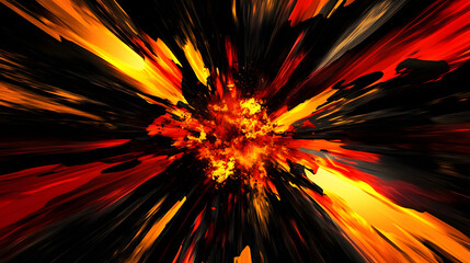 Abstract fiery explosion with dynamic movement and intense light