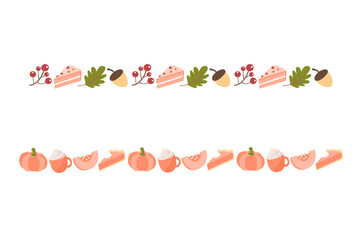 Autumn Line Divider with Fall Decorations Ideas Vector Illustration