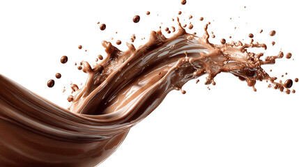 Fototapeta premium Chocolate spalsh isolated for packaging design. White or transparent background. .